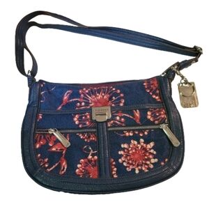 Tyler Rodan Blue and Red Floral Shoulder Bag
